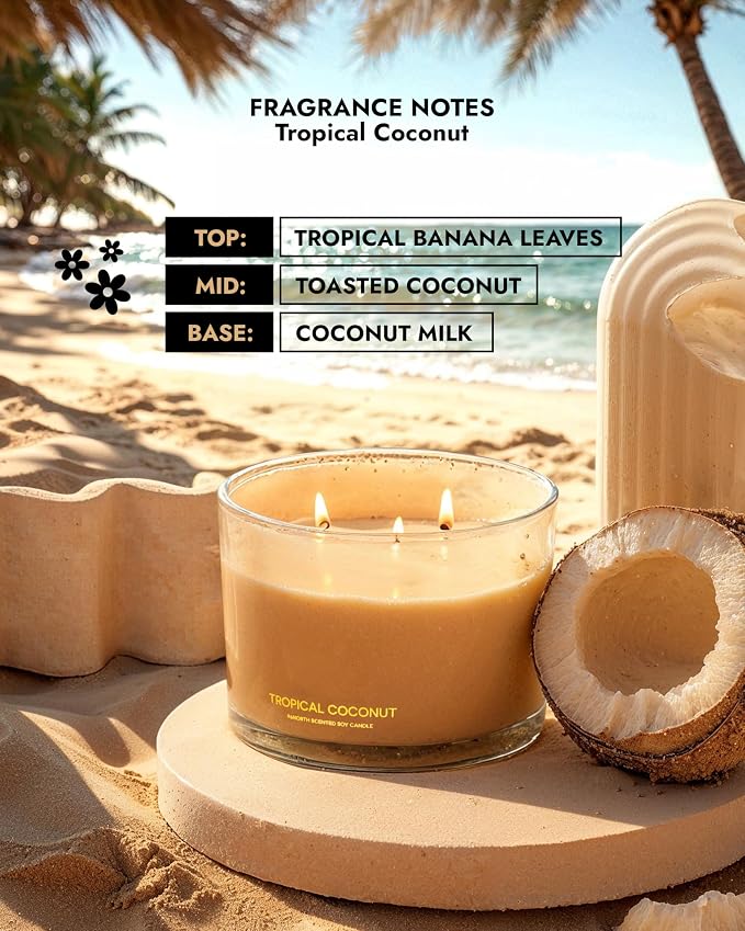 Luxury Coconut Soy Candle | Large 3 Wick Jar Candle | Up to 50 Hours Burning - Image 4