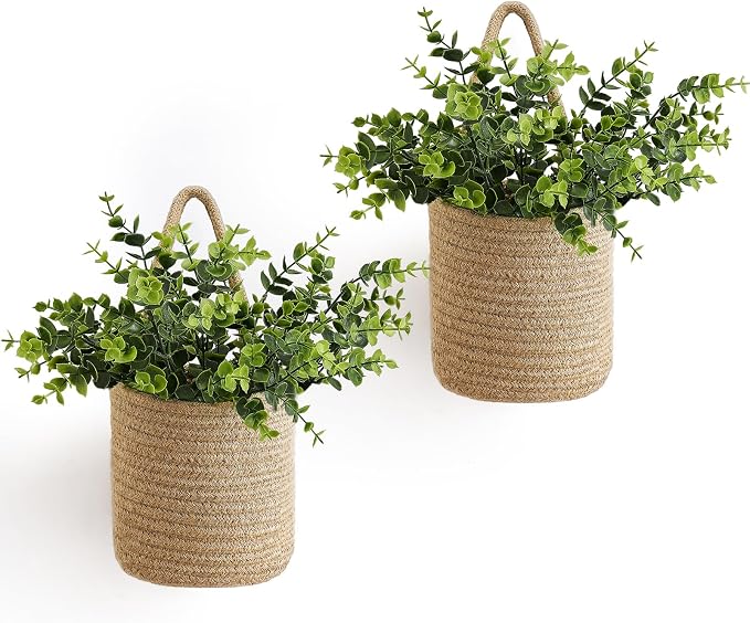 Dahey 2Pcs Woven Hanging Wall Basket 5.5"W×6.2"H by Dahey