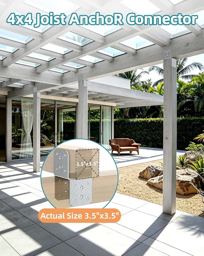 4x4 Post Bracket Kit for Wood Posts, Beams | Inner Size 3.5" x 3.5", Heavy-Duty - Image 6