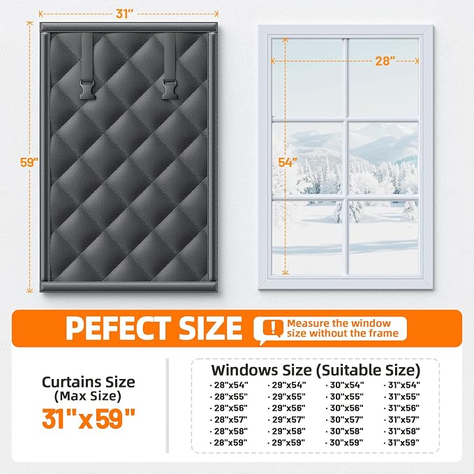 Window Insulation Kit for Winter 31"x59" Cold Weather Thermal Curtain - Image 5