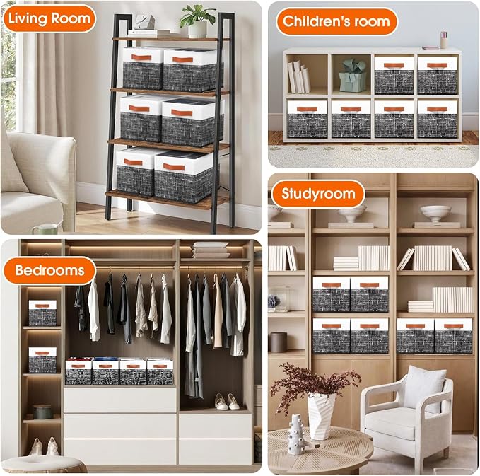 Collapsible Storage Baskets for Shelves, 6 Pack Foldable Fabric Storage Bins - Image 5