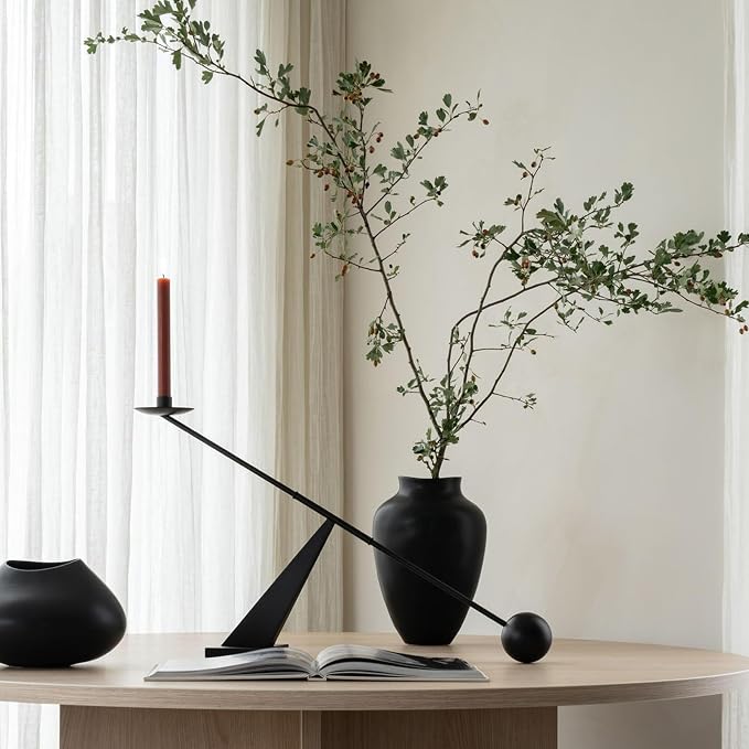 Black Metal Modern Candle Holder Candlestick Holders Decorative Candle Stand - Image 6