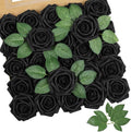 AmyHomie Black Rose 25pcs Real Looking Artificial Flowers w/Stem | Bouquet by AmyHomie
