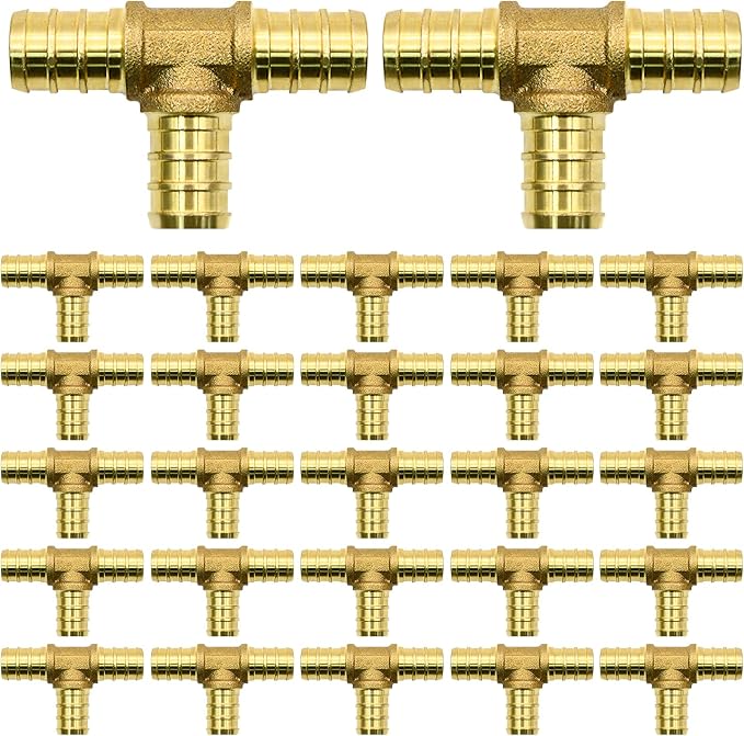 25 Pack 1/2" PEX Fittings, PEX Tee Fittings, Brass PEX Fittings | by RUBY.Q