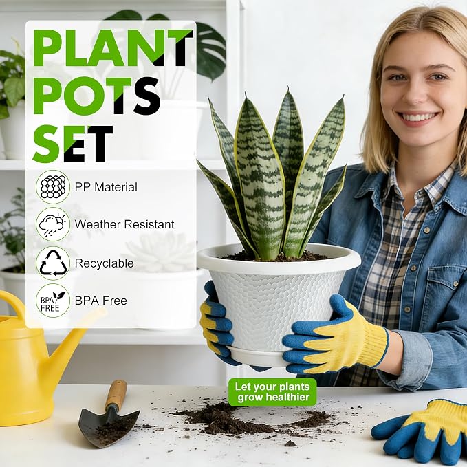 Quarut 12 Inch Pots for Plants, 4 Pack Large Flower Pots - Image 2