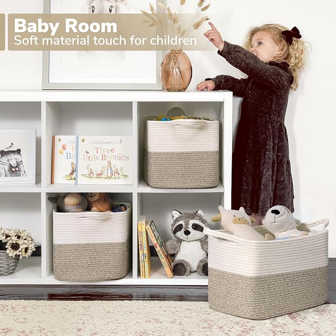 Goodpick Woven Storage Basket for Shelves, Light Brown | Stylish Gift Basket - Image 3