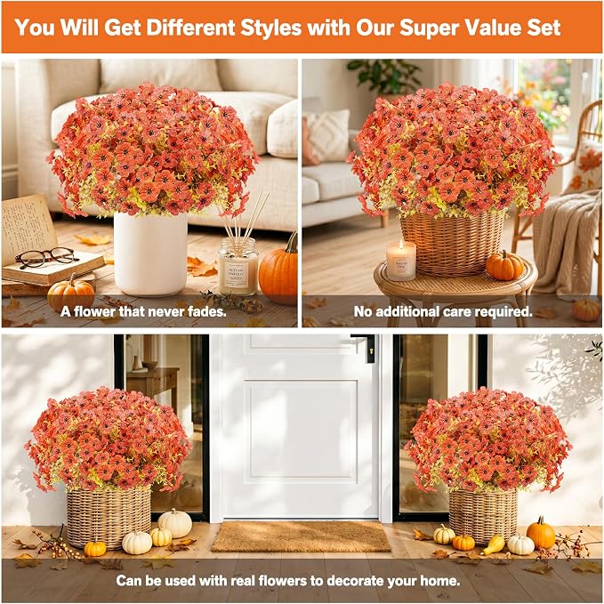 Artificial Flowers for Outdoor, Silk Flowers No Fade Fake Plastic Flowers Faux - Image 5