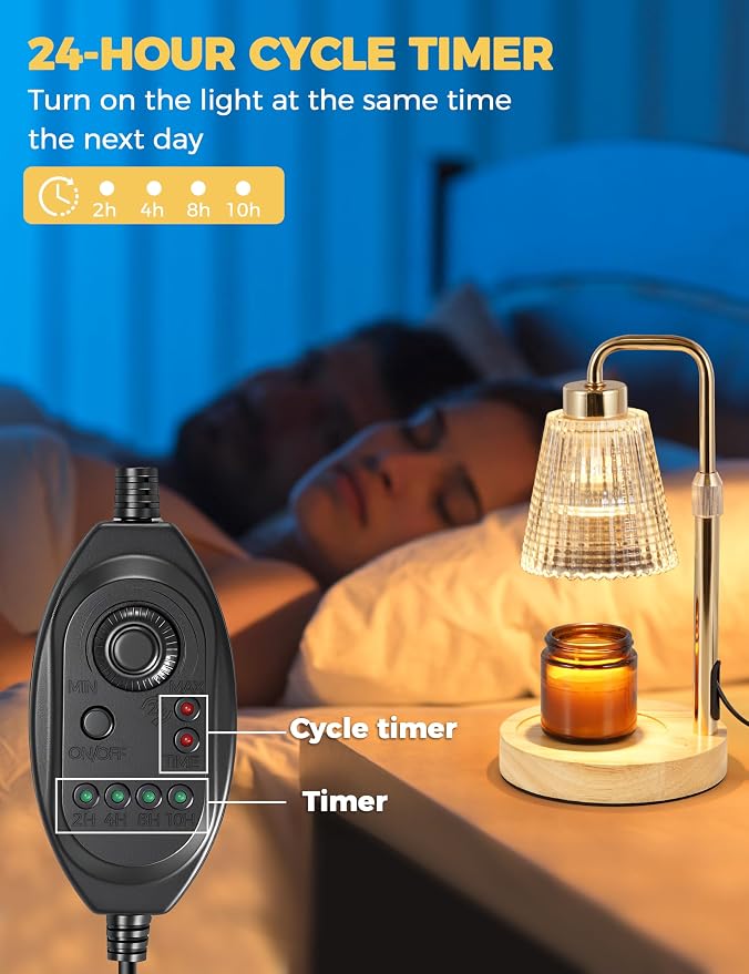 Modern Candle Warmer Lamp with 24h Cycle Timer, Dimmable Wax Melt Warmer | 24h - Image 4