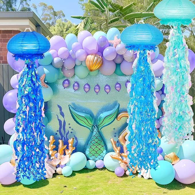 OBXT 10" Blue Jellyfish Paper Lanterns - Image 5