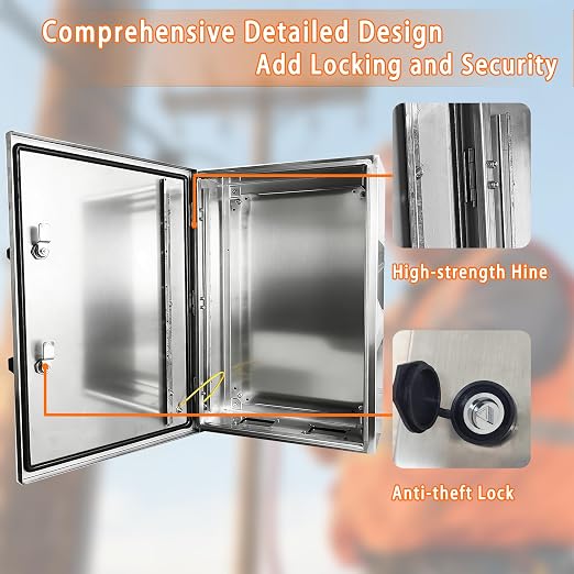NBCYUNER Stainless Steel Electrical Enclosure 24x24x12 Inch NEMA 4X Enclosure - Image 4