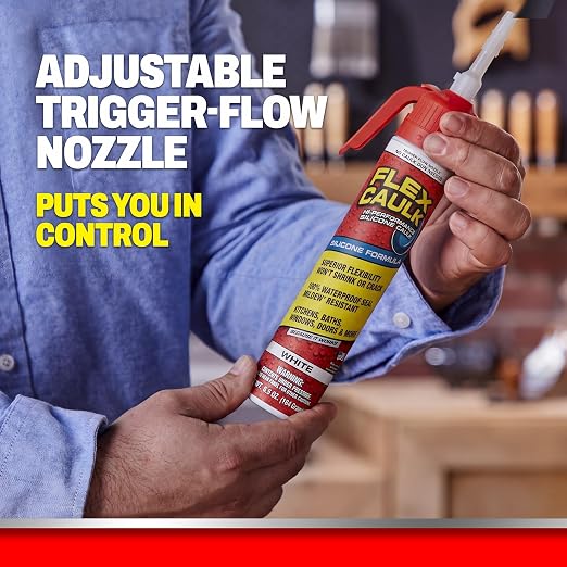 Flex Caulk, Waterproof & Weatherproof Sealant, Baseboards, 6.5 oz - Image 3