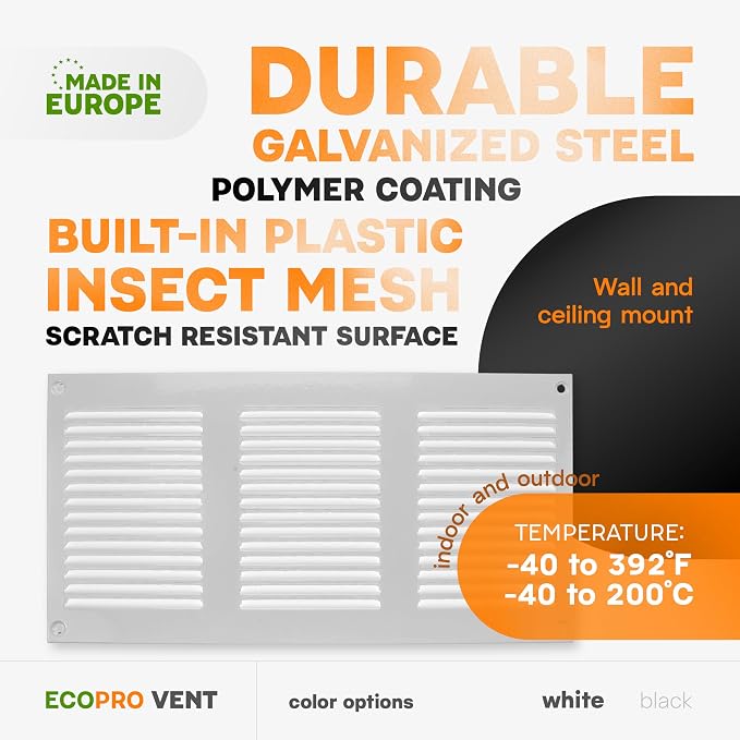 12 x 6 Inch White Galvanized Steel Return Air Register Vent Cover, AC Vent Cover - Image 3