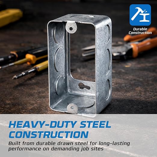 4 Pack - 4x2” Rectangle Steel Outlet Box Extension Ring| 1-7/8" Deep Box - Image 3