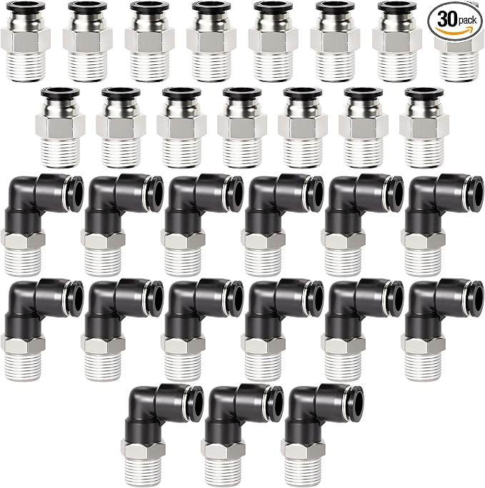 TAILONZ PNEUMATIC Elbow and Straight Combination 1/4 Inch Tube OD x 1/4 Inch by TAILONZPNEUMATIC