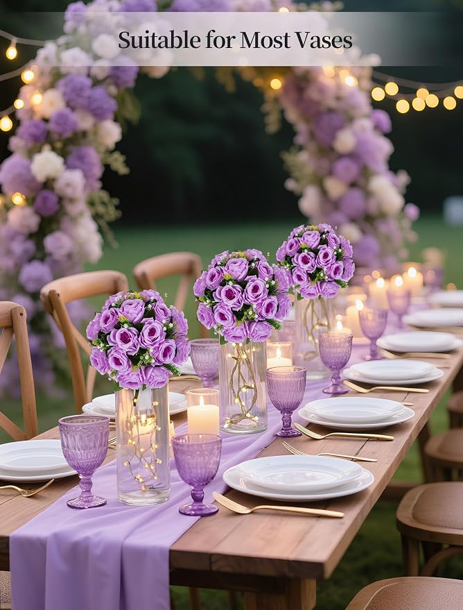 BLOSMON Flower Balls Wedding Rose Centerpieces: 10 Pcs Lilac Fake Flowers Lilac - Image 2