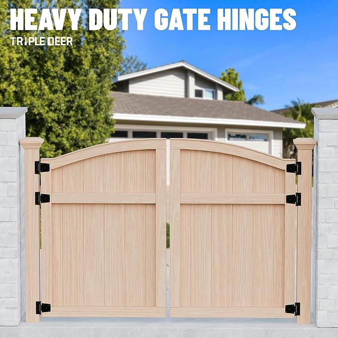 3.5 Inch Heavy Duty Gate Hinges, 6 Pack Extra Thick Black Iron Door Hinges | - Image 6
