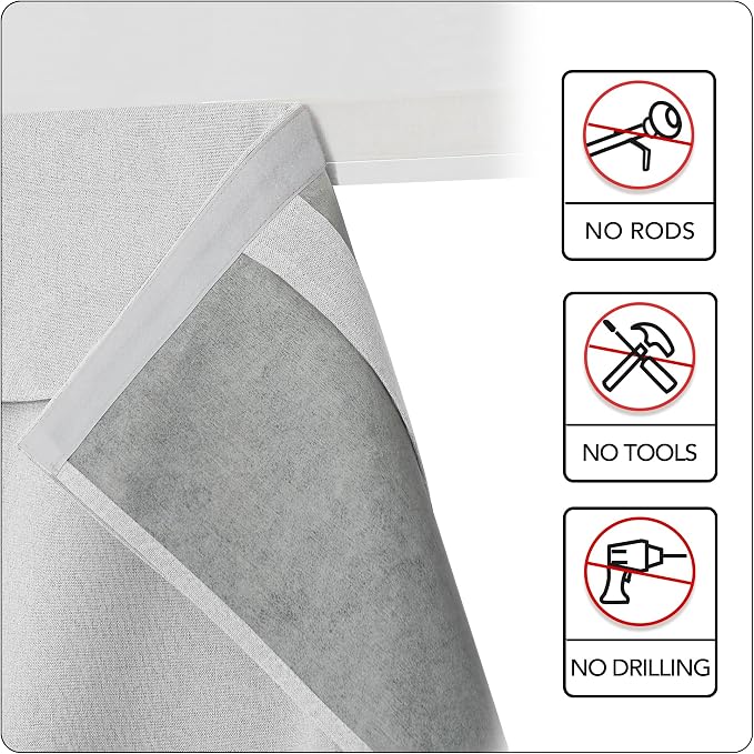 RYB HOME 100% Blackout Short French Door Linen Curtain - Image 6