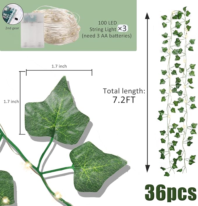 RECUTMS 36 Pack 258Ft Fake Ivy Vines - Image 2