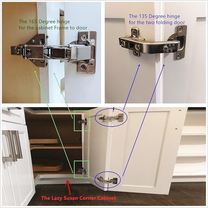 165 Degree Soft Close Cabinet Hinge, Single Pack Lazy Susan Corner Cabinet Hinge - Image 3