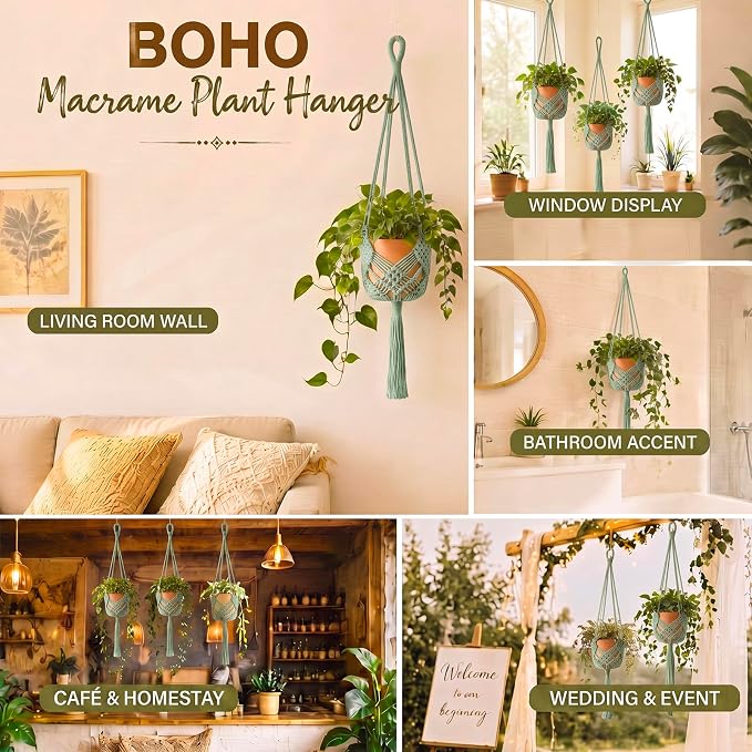 Shappy 1 Pack Boho Macrame Plant Hanger - Image 6