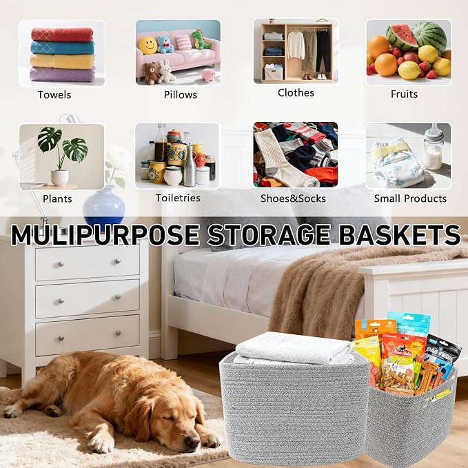 3 Pack Woven Baskets, Storage Baskets - Image 5