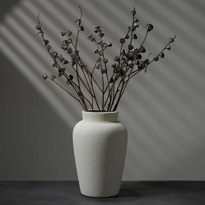 9.5 Inch Ceramic Flower Vase, Modern Farmhouse Rustic Home Decor, Dining Table - Image 5