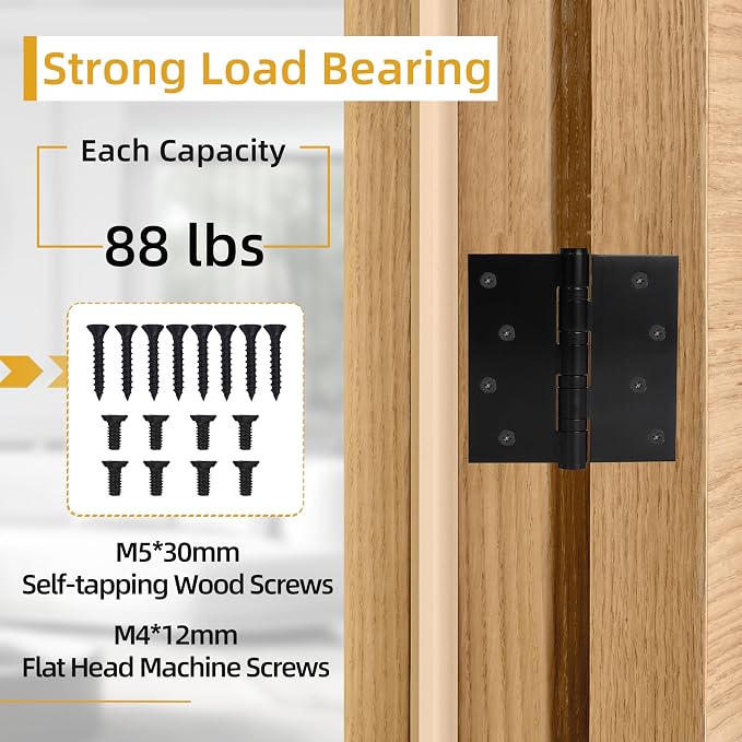 18-Pack 4 inch X 4 inch Black Door Hinge Heavy Duty - Image 5