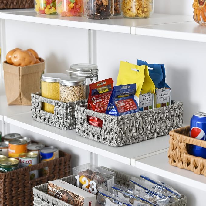 GRANNY SAYS Wicker Baskets for Storage, Waterproof Gray Baskets, Plastic - Image 6