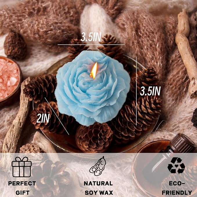 Peony Flower Shape Candle, Soy Wax Scented Decor - Image 3