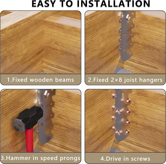 25 pcs 2x8 Joist Hangers with Screws, Galvanized Face Mount Hurricane Tie | - Image 5