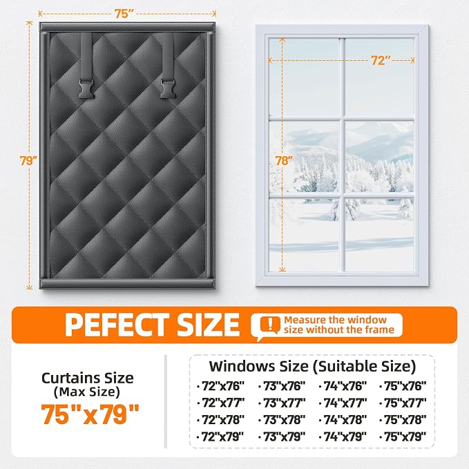 Window Insulation Kit for Winter 75"x79" Cold Weather Thermal Curtain - Image 5
