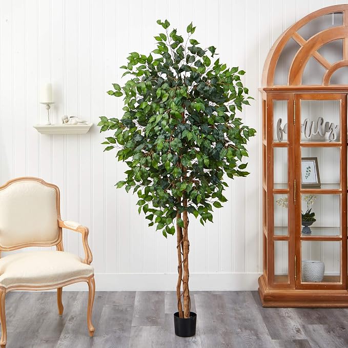Nearly Natural 6ft Triple Trunk Artificial Ficus Tree - Image 7