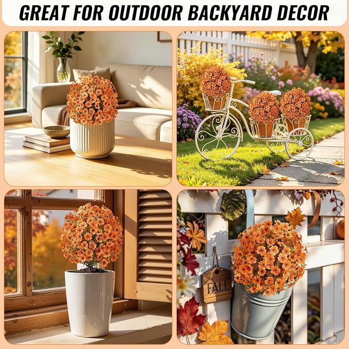 Alupssuc 2Pcs Artificial Fall Ball Flowers - Image 8