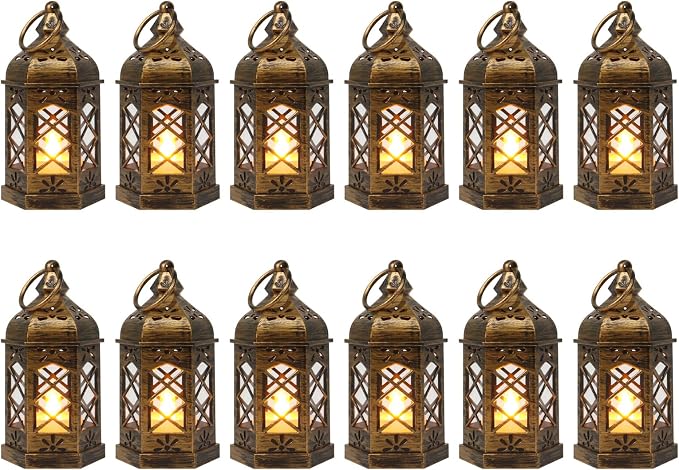 LLQ Mini Lantern with LED Candle, Vintage Moroccan Lights by LLQ-LuckLifeQuality
