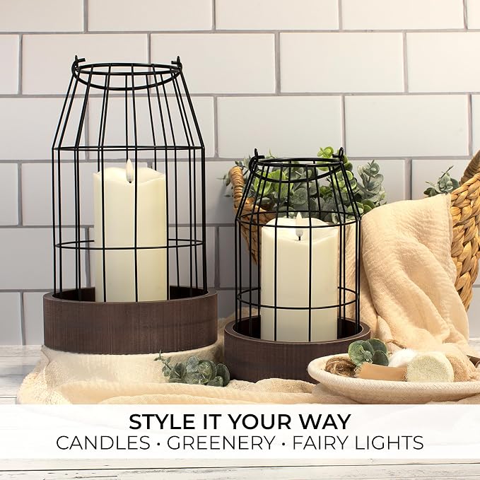 Rustic Farmhouse Lantern Decor Set of 2 - Image 7