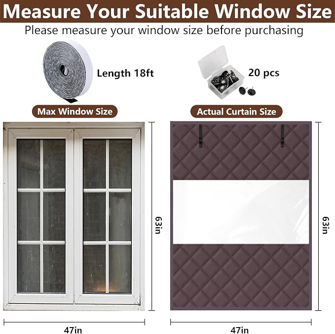 3-Layer Visible Winter Insulated Window Cover, Window Insulation Kit | 63" x - Image 2