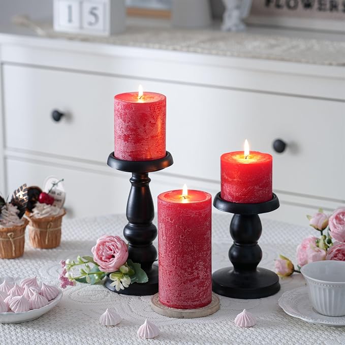 3x3 Inch Bright Red Pillar Candles Set of 3 - Image 5