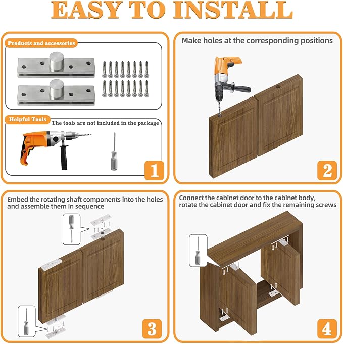 Alise Pivot Hinges for Door, 2 P | Rotation Hidden Door Hinge Middle Core - Image 6