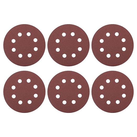 HARFINGTON 30 Pcs 5 Inch Sanding Discs 120 Grit Red Aluminum Oxide 8 Hole | by HARFINGTON