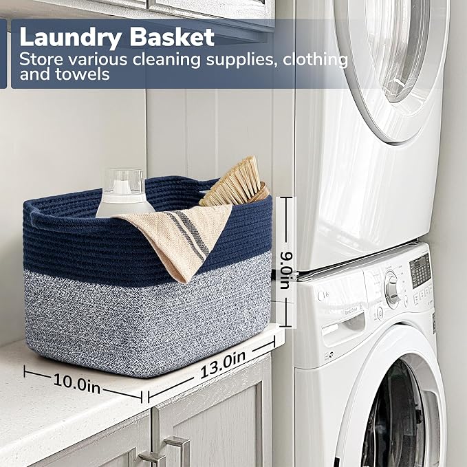 Goodpick Woven Storage Basket for Shelves, Cotton Rope Baskets for Books - Image 6