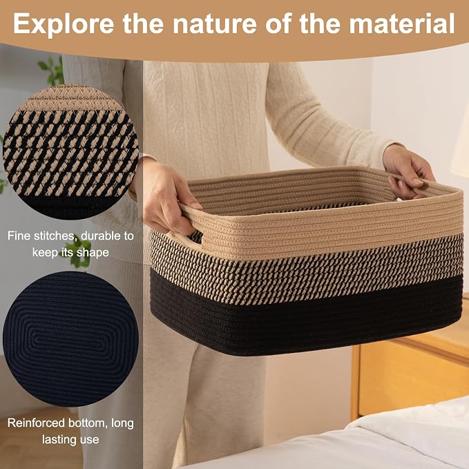 OIASKET Large Storage Basket for Organizing, Woven Rope Basket for Shelves - Image 7