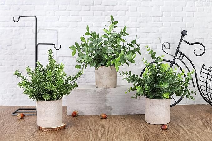 Der Rose 3 Pack Fake Plants Mini Faux Plants - Image 3
