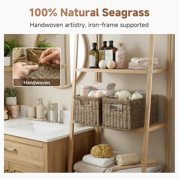 StorageWorks Wicker Baskets for Storage, Seagrass Storage Baskets, Wicker - Image 6