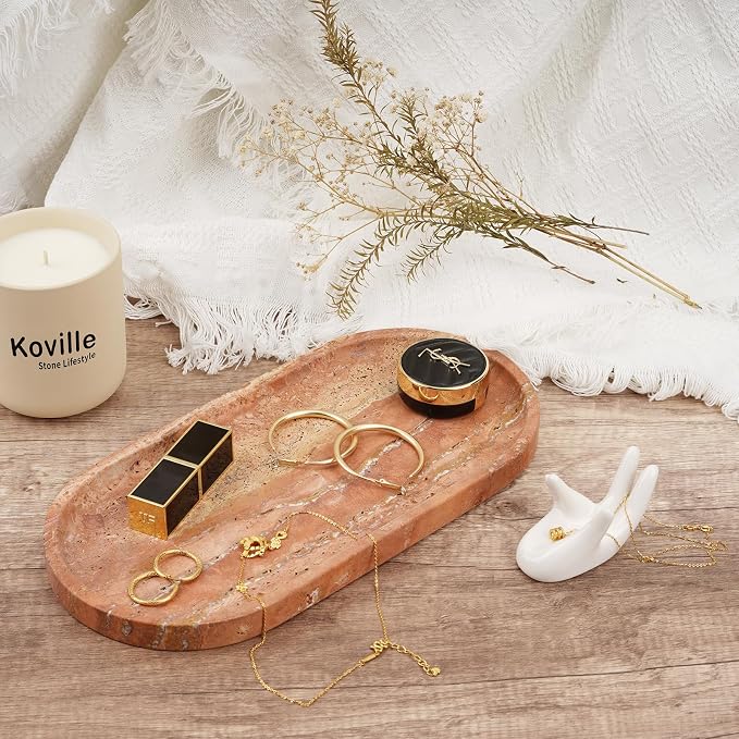 Turkish Natural Travertine Tray, Countertop Organizer, Catchall - Image 5