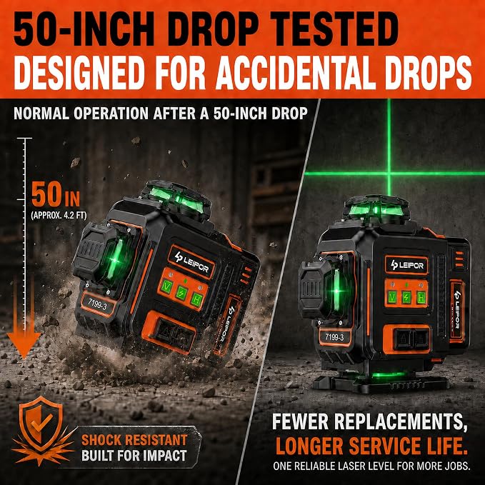 LEIPOR 4x360 Green Laser Level, 16-Line Self-Leveling Kit - Image 3