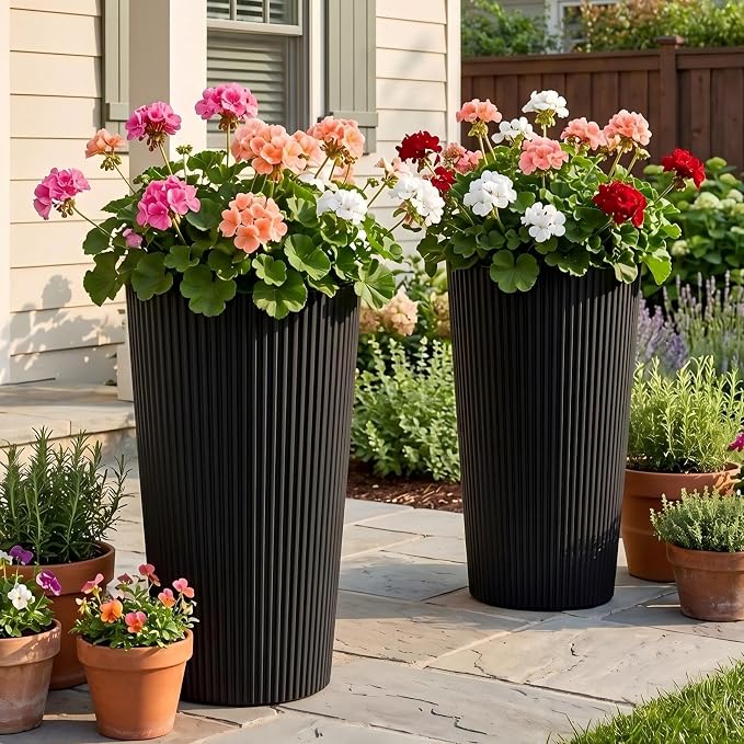 24" Tall Planters for Outdoor Plants Set of 2 by Diyfire