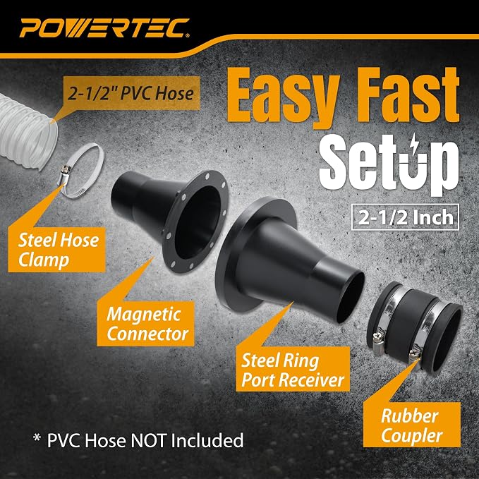POWERTEC 70525 4" Magnetic Dust Collection Fittings Starter Kit - Image 3