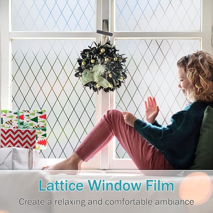 Lattice Frosted Window Film Window Privacy Film Static Cling Window Vinyl - Image 2