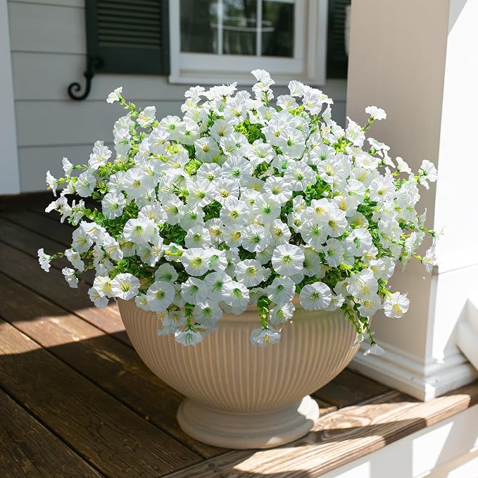 Artificial Flowers for Outdoors Fake Plants Outside Decoration, 12 Bundles Silk - Image 4