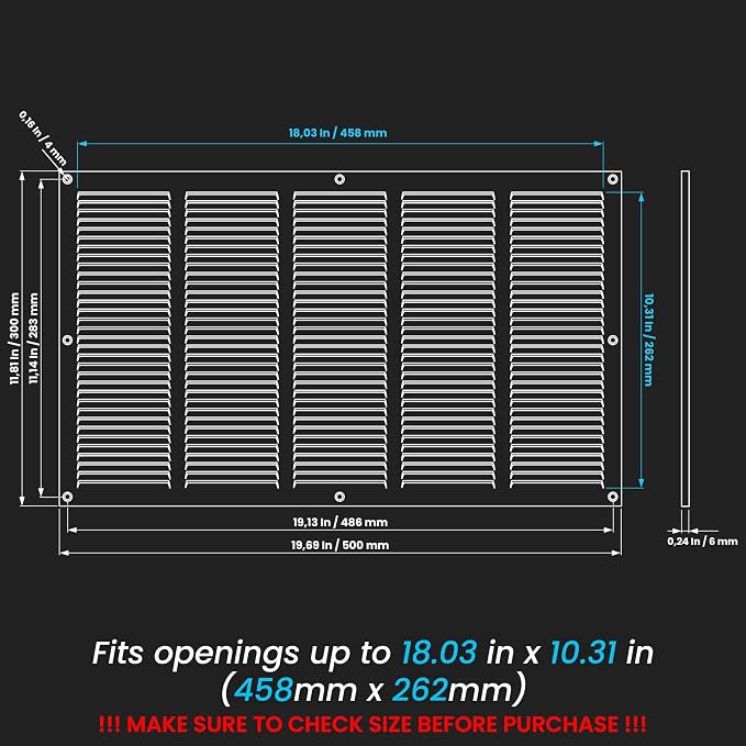 Repa Market Air Vent Cover 20x12 Inch Black Galvanized Steel Louvered Grill - Image 2